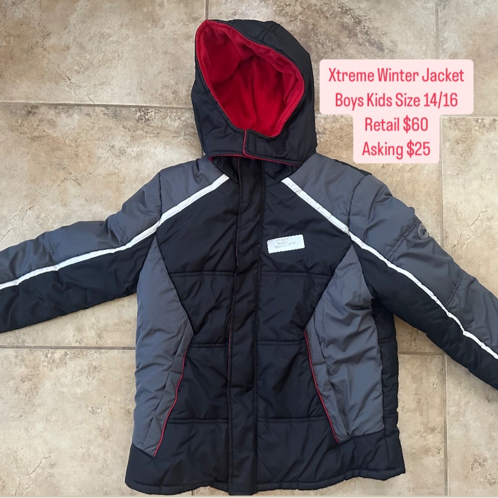 Xtreme Boys Winter Jacket - Boys size 14/16 Black and Gray